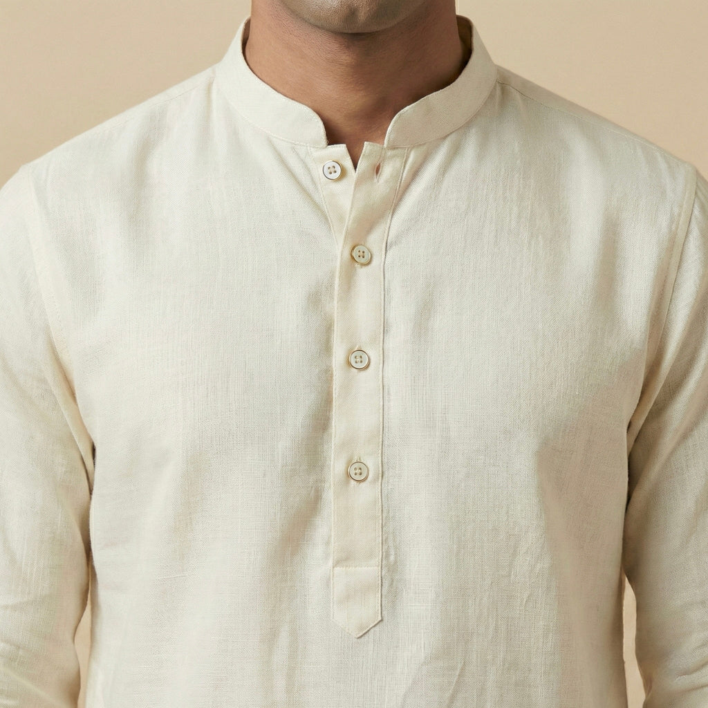 Plain Kurta Set - Ivory - Elvaan