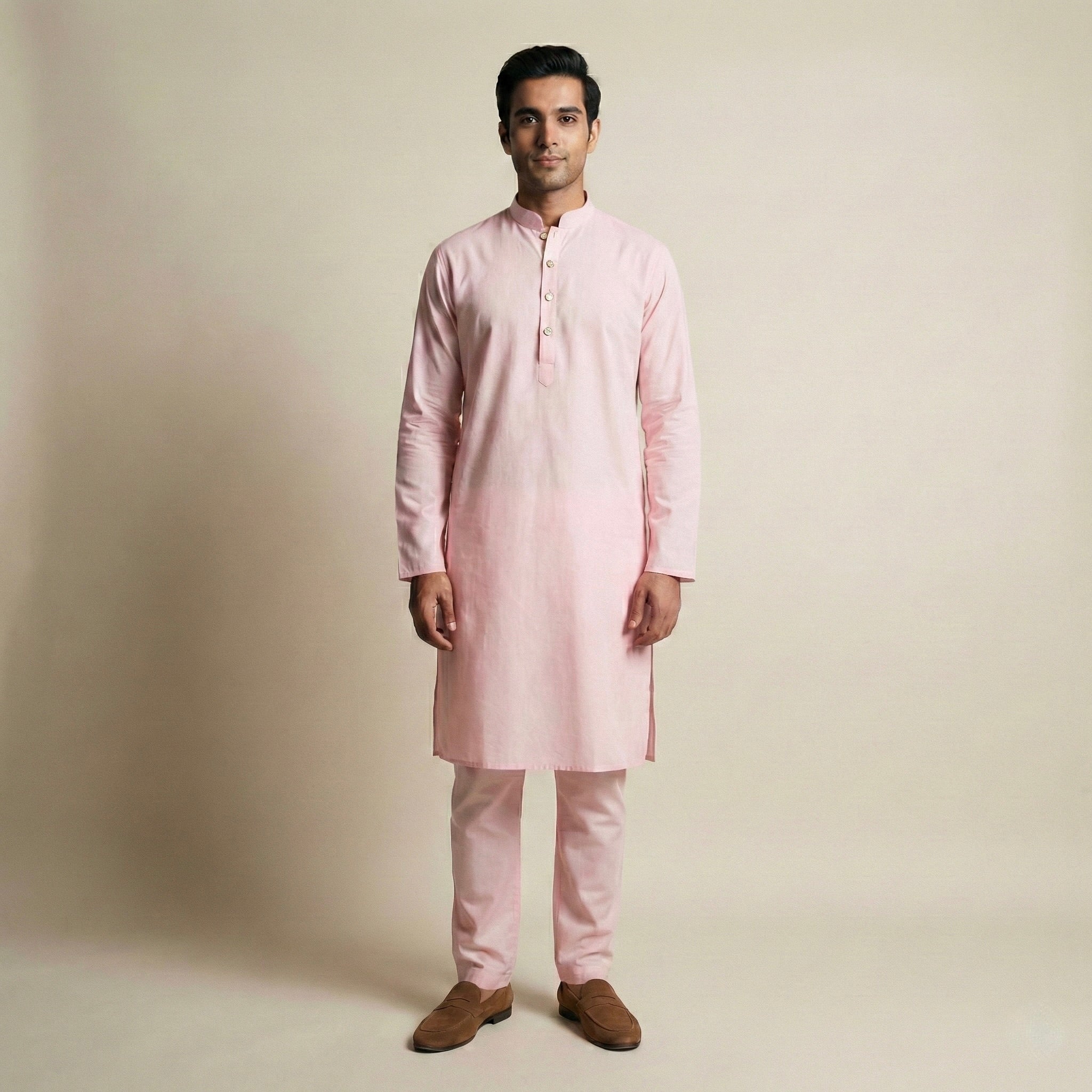 Plain Kurta Set - Pink - Elvaan
