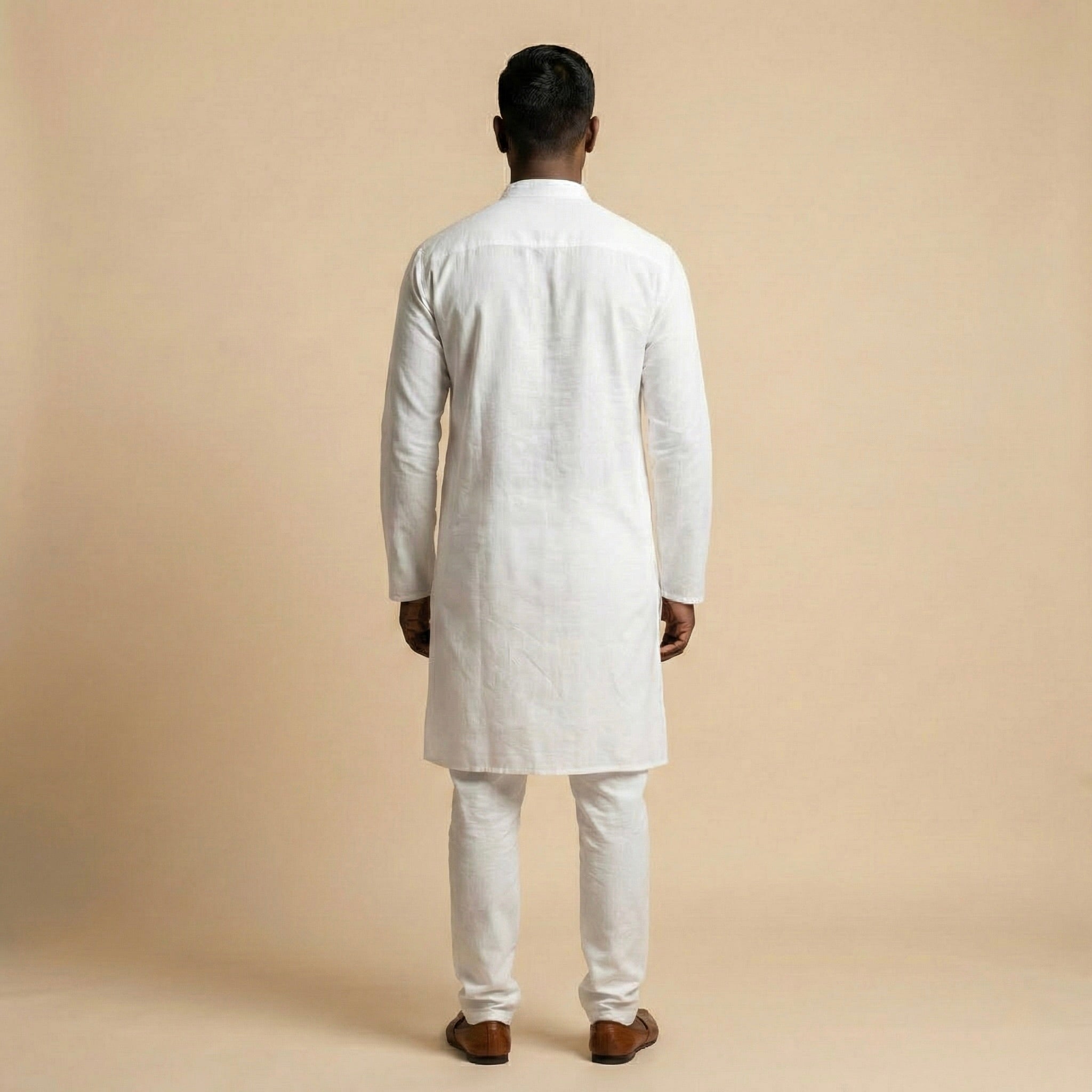Plain Kurta - White - Elvaan